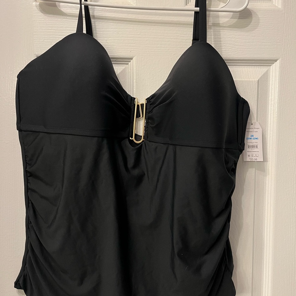 Elegant Black Swimsuit with Gold Accent